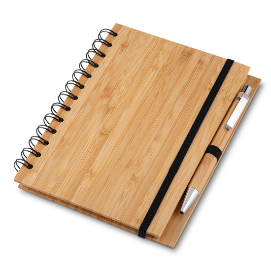 Caderno b6 capa em bambu com caneta (18x13cm) Personalizado