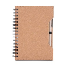 Caderno a6 capa em papelão reciclado com caneta Personalizado