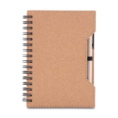 Caderno a6 capa em papelão reciclado com caneta Personalizado
