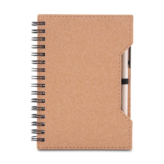 Caderno a6 capa em papelão reciclado com caneta Personalizado