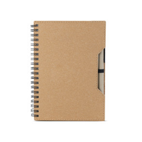 Caderno capa em papelão reciclado com caneta Personalizado