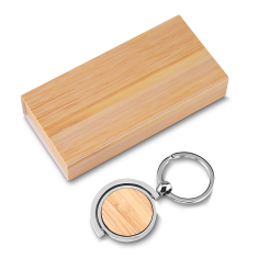 Chaveiro De Metal Com Detalhe Em Bambu Personalizado