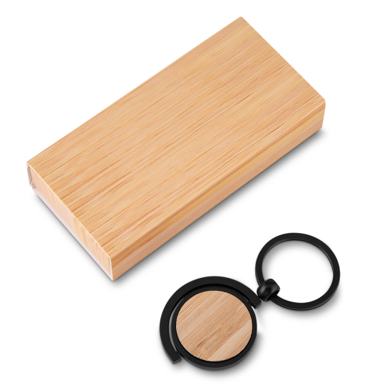 Chaveiro De Metal Com Detalhe Em Bambu Personalizado