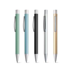 Esferográfica em alumínio com acabamento mate e escrita em preto Personalizada