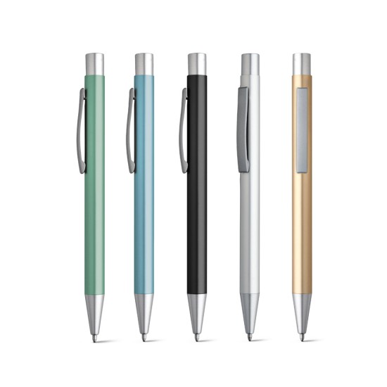 Esferográfica em alumínio com acabamento mate e escrita em preto Personalizada