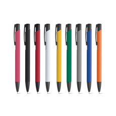 Esferográfica em alumínio com corpo colorido e escrita em preto Personalizada