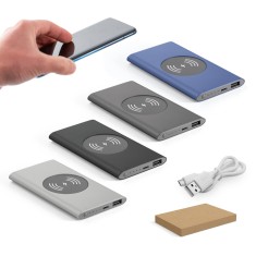 Bateria portátil com carregador wireless em alumínio 100% reciclado e capacidade de 4'000 mAh Personalizada