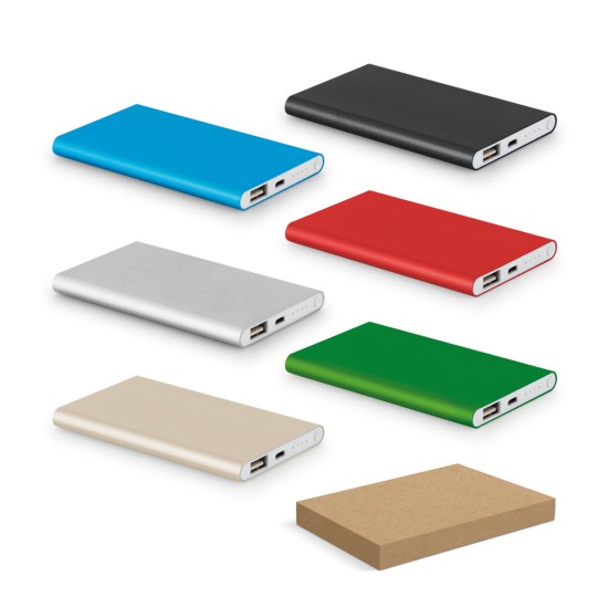 Bateria portátil slim em alumínio com capacidade de 4'000 mAh Personalizada