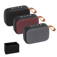 Caixa de som em ABS e tecido em poliéster com microfone e autonomia de 2h Personalizada