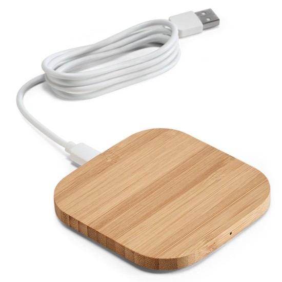 Carregador wireless super-rápido em bambu 15W Personalizado