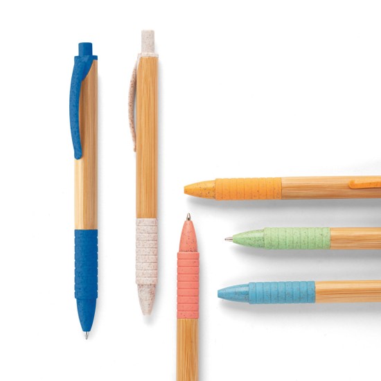 Esferográfica em bambu com clipe Personalizada