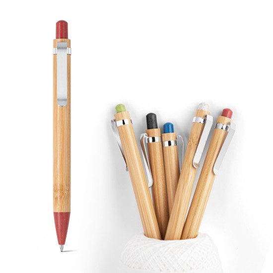 Esferográfica em bambu e clipe em metal Personalizada