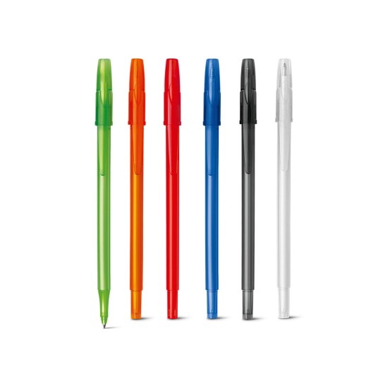 Esferográfica em PP com acabamento frost e escrita em azul Personalizada