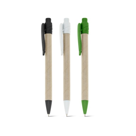 Esferográfica em papel kraft com escrita em azul Personalizada