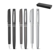 Conjunto de roller e esferográfica em alumínio com escrita em azul Personalizado