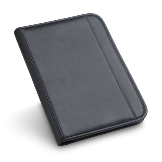 Pasta A4 em c.sintético com bolso frontal e fecho com páginas pautadas Personalizada