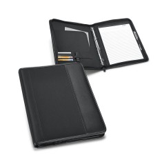 Pasta A4 em c. sintético e microfibra com 4 argolas e bloco de 40 páginas pautadas Personalizada