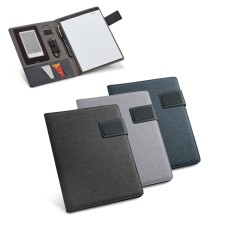 Pasta A5 em linho sintético e c. sintético com bloco de 40 páginas pautadas Personalizada