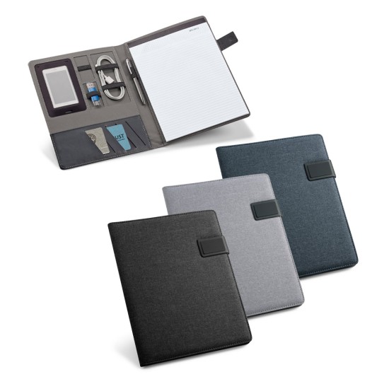 Pasta A4 em linho sintético e c.sintético com caderno de 40 páginas pautadas Personalizada