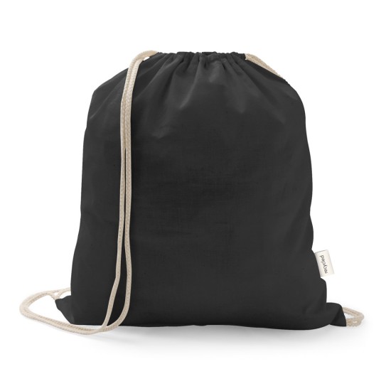 Sacola tipo mochila em 70% algodão reciclado e 30% poliéster reciclado (140 g/m²) sem tingimento Personalizada
