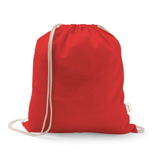 Sacola tipo mochila em 70% algodão reciclado e 30% poliéster reciclado (140 g/m²) sem tingimento Personalizada