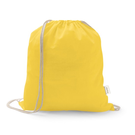 Sacola tipo mochila em 70% algodão reciclado e 30% poliéster reciclado (140 g/m²) sem tingimento Personalizada