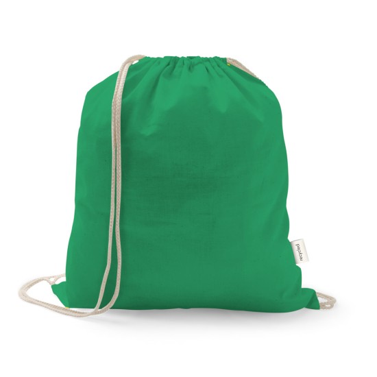 Sacola tipo mochila em 70% algodão reciclado e 30% poliéster reciclado (140 g/m²) sem tingimento Personalizada