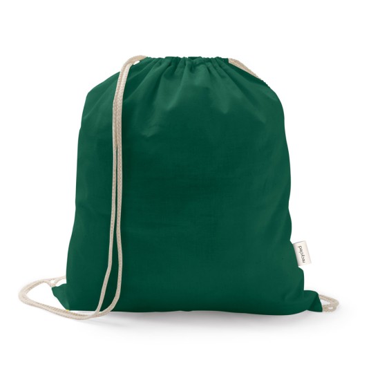 Sacola tipo mochila em 70% algodão reciclado e 30% poliéster reciclado (140 g/m²) sem tingimento Personalizada