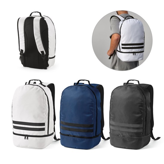 Mochila em poliéster reciclado 290T e sarja com compartimento para sapatos 25 L Personalizada