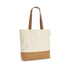 Sacola em 70% algodão reciclado e 30% poliéster reciclado (220 g/m²) com fundo em cortiça Personalizada