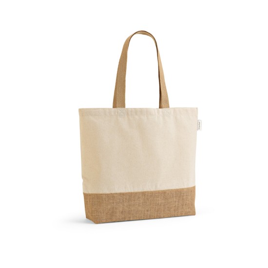 Sacola em 70% algodão reciclado e 30% poliéster reciclado (220 g/m²) com base em juta Personalizada