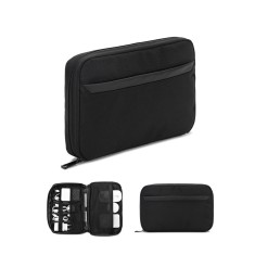 Bolsa organizadora espaçosa para acessórios tecnológicos em poliéster reciclado 600D twill Personalizada