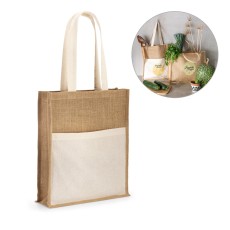 Sacola em juta (240 g/m²) e bolso em 100% algodão (140 gm²) Personalizada