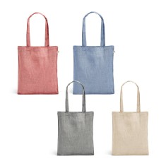 Sacola dobrável em 70% algodão reciclado e 30% poliéster reciclado (140 g/m²) sem tingimento Personalizada