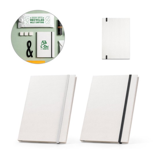 Caderno A5,produzido através de pacotes de leite reciclados com folhas pautadas recicladas, com 160 páginas pautadas recicladas Personalizado