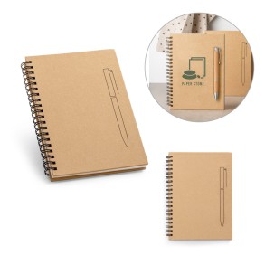 Caderno B6 de capa dura em papel kraft com 140 páginas lisas em papel pedra (120 g/m²) Personalizado