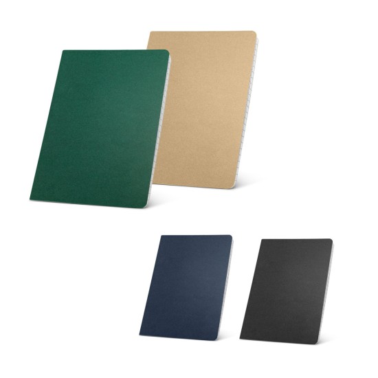 Caderno A5 de capa flexível em cartão kraft reciclado com 80 páginas pautadas recicladas Personalizado