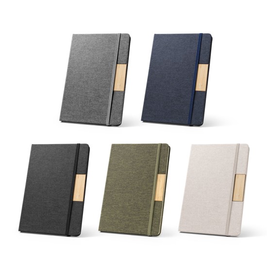 Caderno A5 de capa dura em tecido PET 100% reciclado com 160 páginas pautadas Personalizado