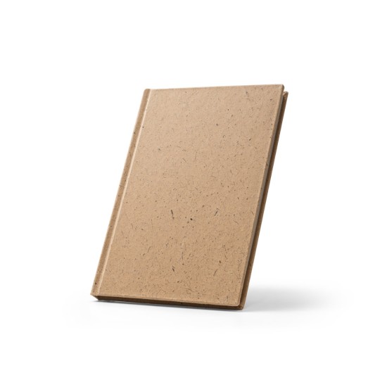 Caderno A5 em casca de coco (60%) e trapos de algodão (40%) com folhas pautadas, com 160 páginas pautadas recicldas Personalizado