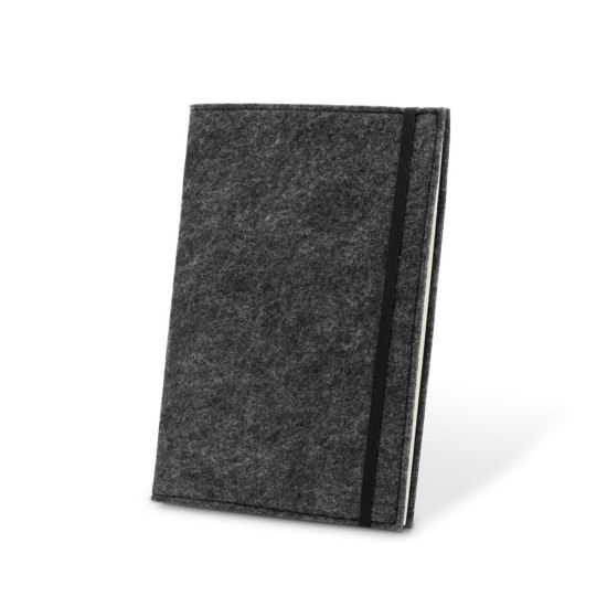 Caderno A5 com capa em feltro 100% reciclado, com 160 páginas pautadas recicladas Personalizado