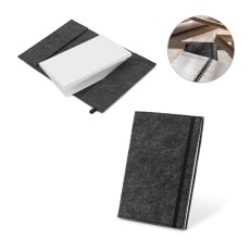 Caderno A5 com capa em feltro 100% reciclado, com 160 páginas pautadas recicladas Personalizado