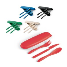 Conjunto de 3 de talheres em fibra de bambu e PP Personalizado