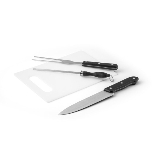 Kit churrasco em estojo em 210D com peças em aço inox e PP Personalizado