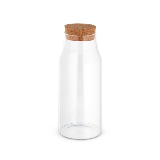 Garrafa em vidro borosilicato com tampa de cortiça 800 mL Personalizada