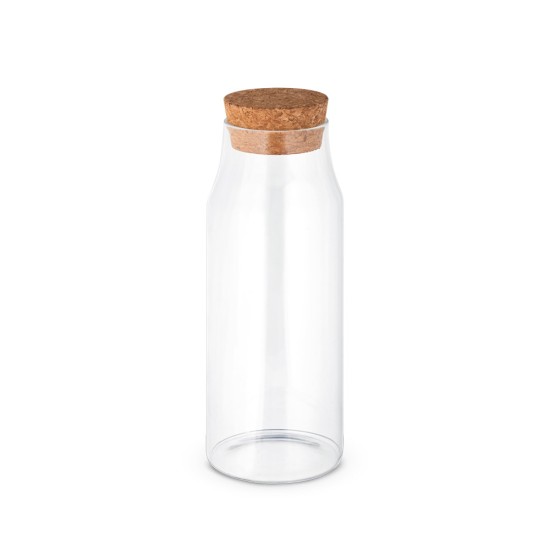 Garrafa em vidro borosilicato com tampa em cortiça 1 L Personalizada