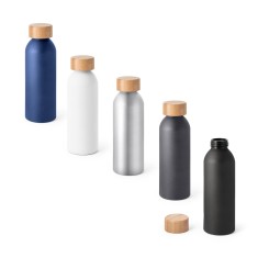 Squeeze em alumínio com acabamento mate e tampa em bambu 550 mL Personalizado