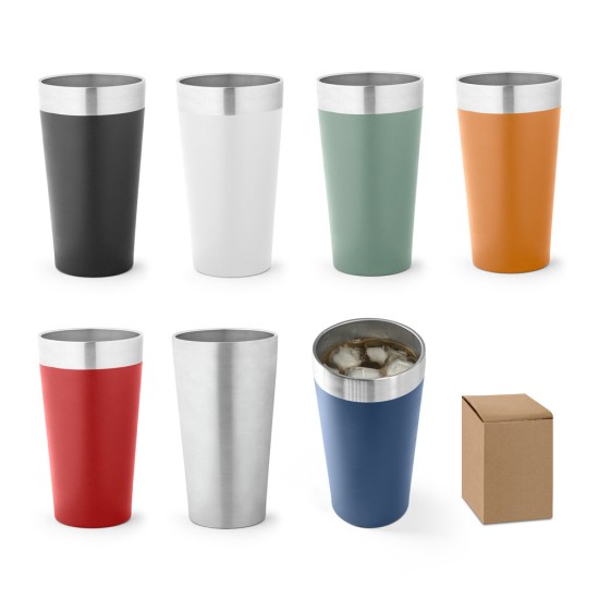 Copo de viagem em aço inox térmico, com parede dupla isolada a vácuo 540 mL Personalizado