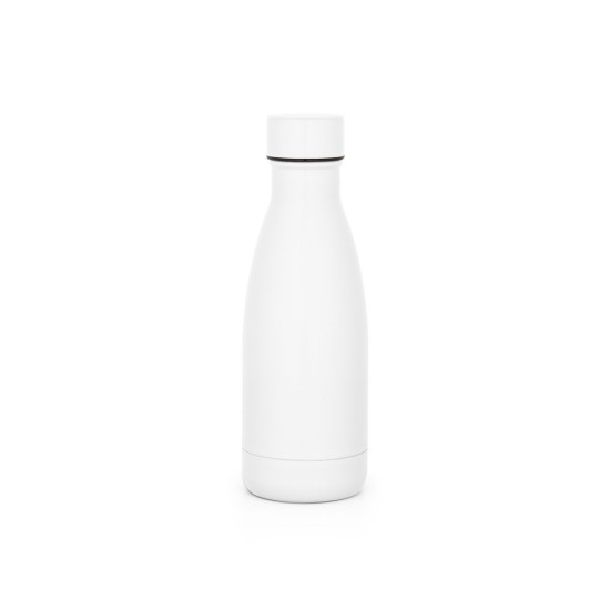 Garrafa térmica em aço inox 90% reciclado com parede dupla, isolada a vácuo e acabamento em mate 400 mL Personalizada