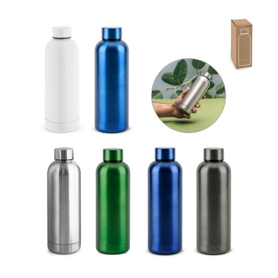 Garrafa em aço inox 90% reciclado de parede dupla térmica, isolada a vácuo 550 mL Personalizada