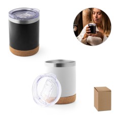 Copo de viagem em aço inox térmico, com parede dupla isolada a vácuo 400 mL Personalizado